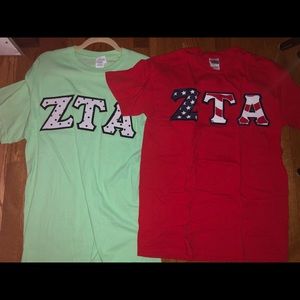2 ZTA (Zeta Tau Alpha) Med T-Shirts with Letters
